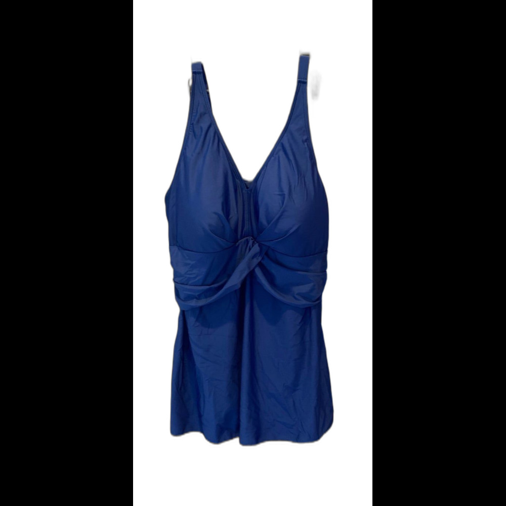 Perona One Piece Swimsuit Modest Plus Size 2X Navy Blue Flattering‎ Long Skirt